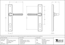 Polished Nickel Hammered Newbury Slimline Espag. Lock Set - 45771 - Technical Drawing