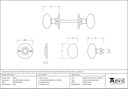 Polished Nickel Oval Mortice/Rim Knob Set - 83629 - Technical Drawing