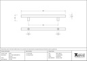 Polished SS (316) 0.6m T Bar Handle Bolt Fix 32mm Ø - 50240 - Technical Drawing