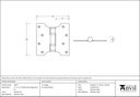 Polished SS 4&quot; x 2&quot; x 4&quot;  Parliament Hinge (pair) - 49577 - Technical Drawing