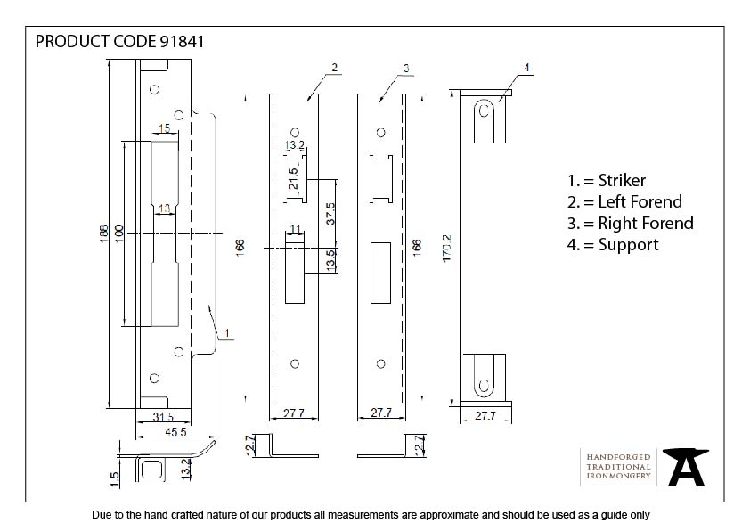 PVD ½&quot; Euro Sash Lock Rebate Kit - 91841 - Technical Drawing