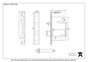 PVD 2½&quot; BS Heavy Duty Sash Lock - 91056 - Technical Drawing