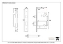 PVD 3&quot; BS Heavy Duty BS Sash Lock KA - 91829 - Technical Drawing