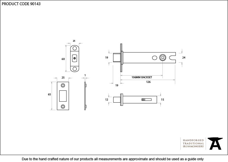 PVD 5&quot; Heavy Duty Tubular Deadbolt - 90143 - Technical Drawing