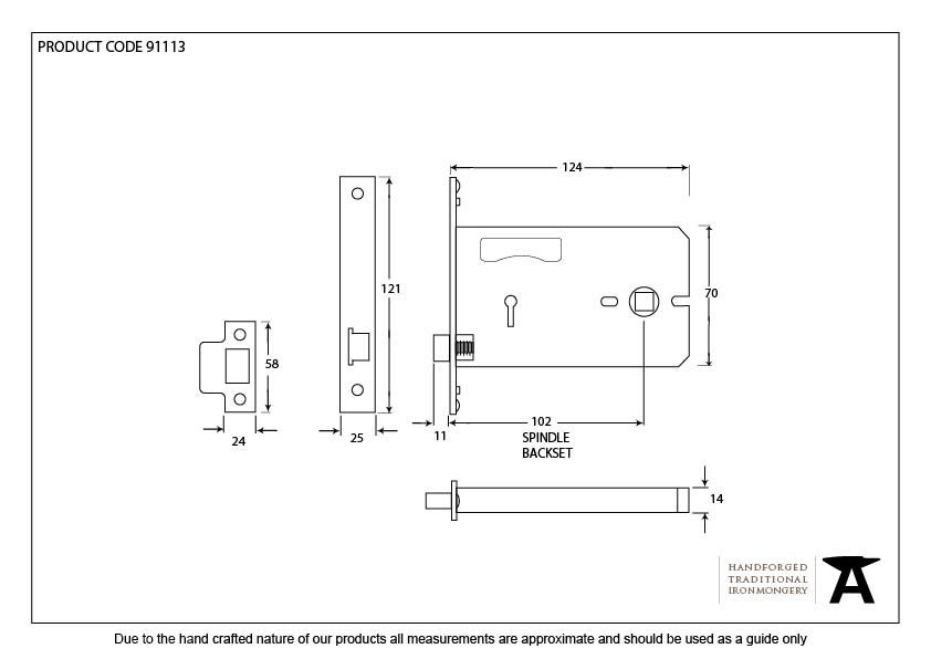 PVD 5&quot; Horizontal Latch - 91113 - Technical Drawing