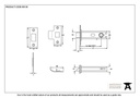PVD Brass 3&quot; Heavy Duty Latch - 90130 - Technical Drawing