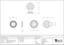 Rosewood and PN Beehive Cabinet Knob 35mm - 83873 - Technical Drawing