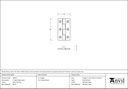 Satin Chrome 2&quot; Butt Hinge (pair) - 49923 - Technical Drawing