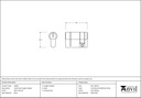 Satin Chrome 35/10 5pin Single Cylinder - 46283 - Technical Drawing