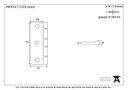 Satin Chrome 3" Dummy Butt Hinge (Single) - 45442 - Technical Drawing