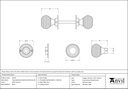 Satin Chrome Heavy Beehive Mortice/Rim Knob Set - 91974 - Technical Drawing