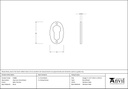 Satin Chrome Oval Euro Escutcheon - 91986 - Technical Drawing