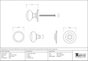 Satin Chrome Round Centre Door Knob - 91979 - Technical Drawing