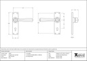 Satin Chrome Straight Lever Lock Set - 91967 - Technical Drawing