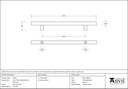 Satin SS (316) 1.2m T Bar Handle Bolt Fix 32mm Ø - 50231 - Technical Drawing