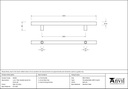 Satin SS (316) 1.2m T Bar Handle Secret Fix 32mm Ø - 50230 - Technical Drawing