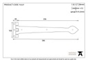 Black Smooth 16&quot; Cast T Hinge (pair) - 73227 - Technical Drawing