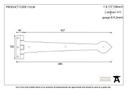 Black Smooth 18&quot; Cast T Hinge (pair) - 73228 - Technical Drawing