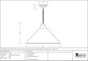 Smooth Brass Hockley Pendant - 49524 - Technical Drawing