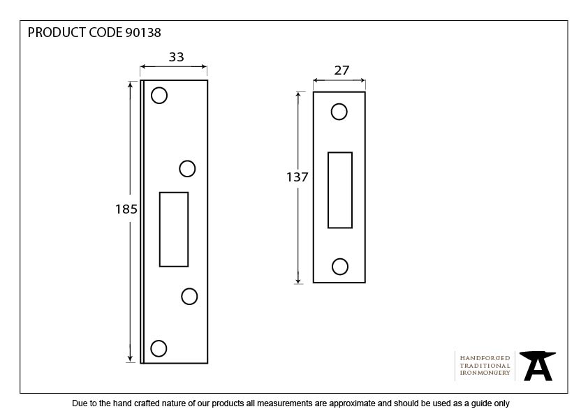 SS ½&quot; Rebate Kit for Deadlock - 90138 - Technical Drawing