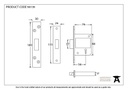 SS 3&quot; 5 Lever BS Deadlock - 90139 - Technical Drawing