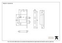 SS 3&quot; 5 Lever BS Sashlock - 90136 - Technical Drawing