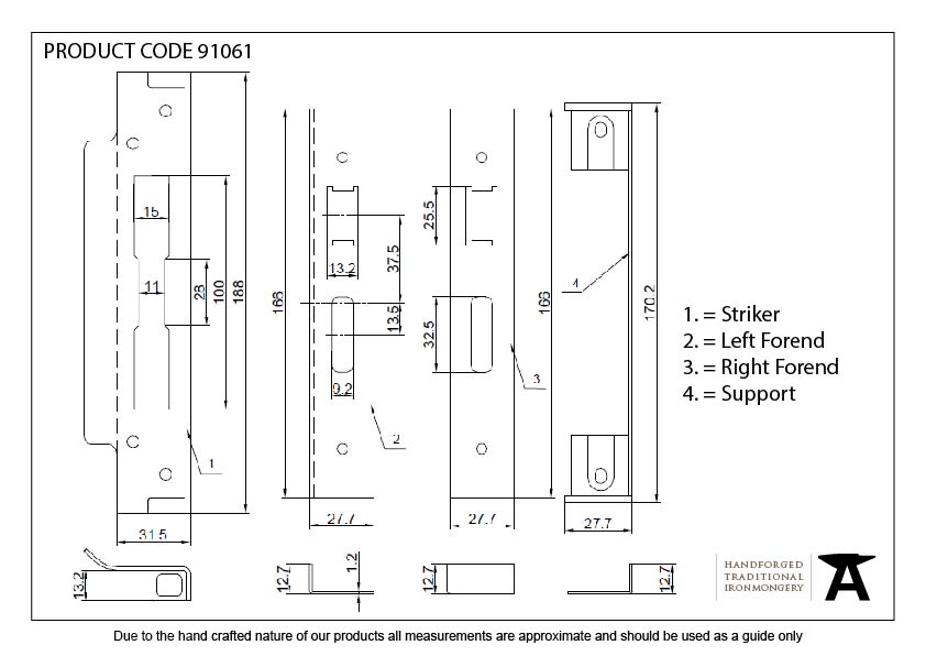 SSS ½&quot; Rebate Kit for Sash Lock - 91061 - Technical Drawing