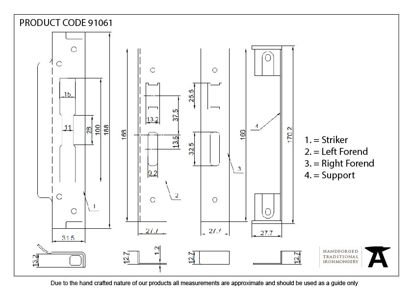 SSS ½" Rebate Kit for Sash Lock - 91061 - Technical Drawing