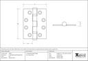 SSS 4&quot; Ball Bearing Butt Hinge (pair) F/R - 91039 - Technical Drawing