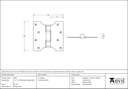 Satin SS 4&quot; x 2&quot; x 4&quot;  Parliament Hinge (pair) - 49566 - Technical Drawing