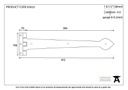 Black Textured 16&quot; Cast T Hinge (pair) - 83622 - Technical Drawing