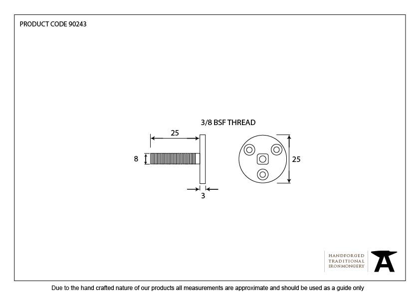 Threaded Imperial Taylors Spindle - 90243 - Technical Drawing