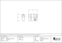 Aged Brass 30/10 5pin Single Cylinder - 45879 - Technical Drawing
