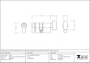 Aged Brass 30/30 5pin Euro Cylinder/Thumbturn - 45843 - Technical Drawing