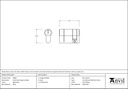 Aged Brass 35/10 5pin Single Cylinder - 45883 - Technical Drawing