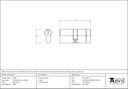 Aged Brass 35/35 5pin Euro Cylinder - 45807 - Technical Drawing