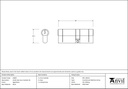 Aged Brass 35/45 5pin Euro Cylinder KA - 45835 - Technical Drawing