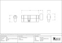 Aged Brass 35/45T 5pin Euro Cylinder/Thumbturn - 45859 - Technical Drawing