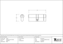 Aged Brass 40/40 5pin Euro Cylinder - 45811 - Technical Drawing