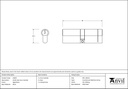 Aged Brass 45/45 5pin Euro Cylinder - 45819 - Technical Drawing