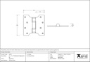 Aged Brass 4&quot; x 2&quot; x 4&quot;  Parliament Hinge (pair) ss - 49551 - Technical Drawing