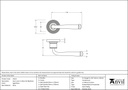 Aged Brass Avon Round Lever on Rose Set (Beehive) - 45613 - Technical Drawing