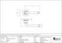 Aged Brass Avon Round Lever on Rose Set (Plain) - Unsprungnsprung - 49945 - Technical Drawing