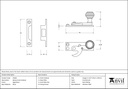 Aged Brass Beehive Sash Hook Fastener - 45936 - Technical Drawing