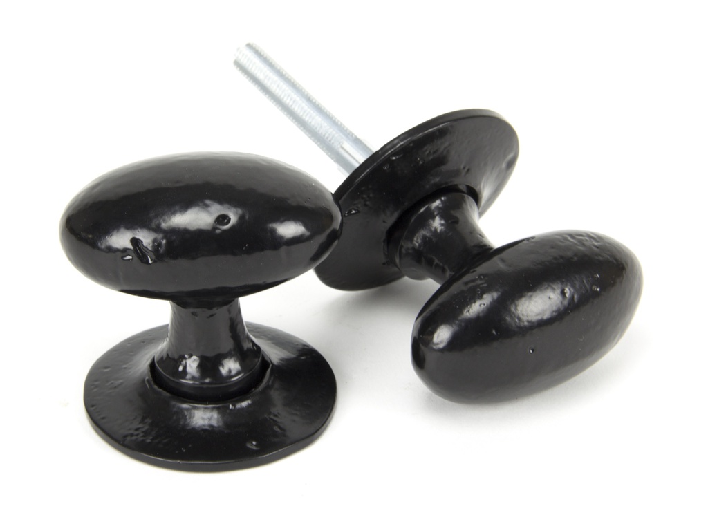 Black Oval Mortice/Rim Knob Set in-situ