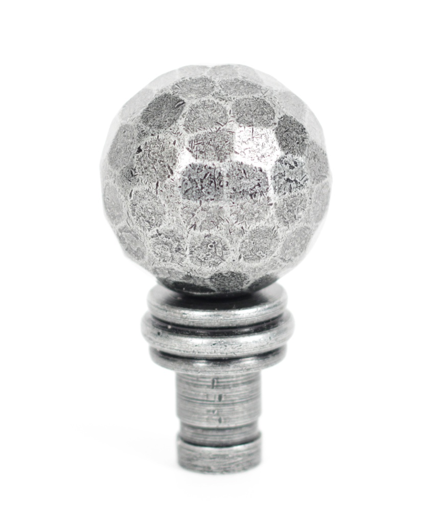 Pewter Hammered Ball Curtain Finial (pair) in-situ