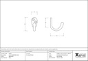 Aged Brass Celtic Single Robe Hook - 46303 - Technical Drawing