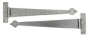 Pewter 22&quot; Arrow Head T Hinge (pair) in-situ