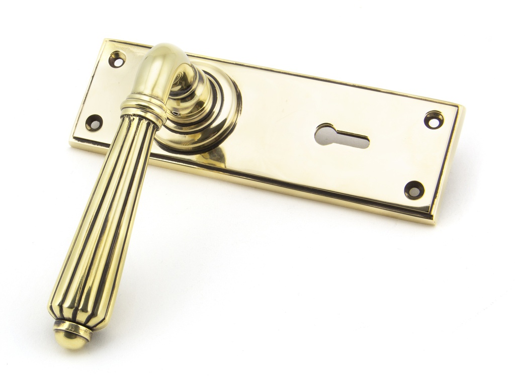 Aged Brass Hinton Lever Lock Set in-situ