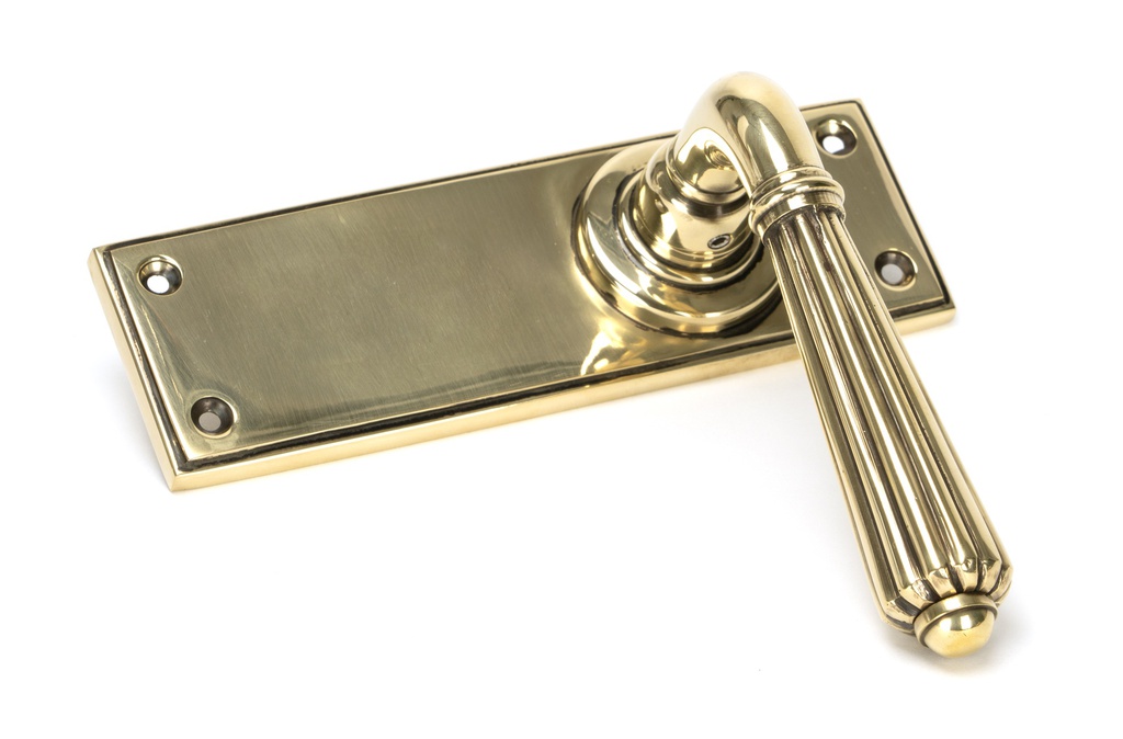 Aged Brass Hinton Lever Latch Set in-situ